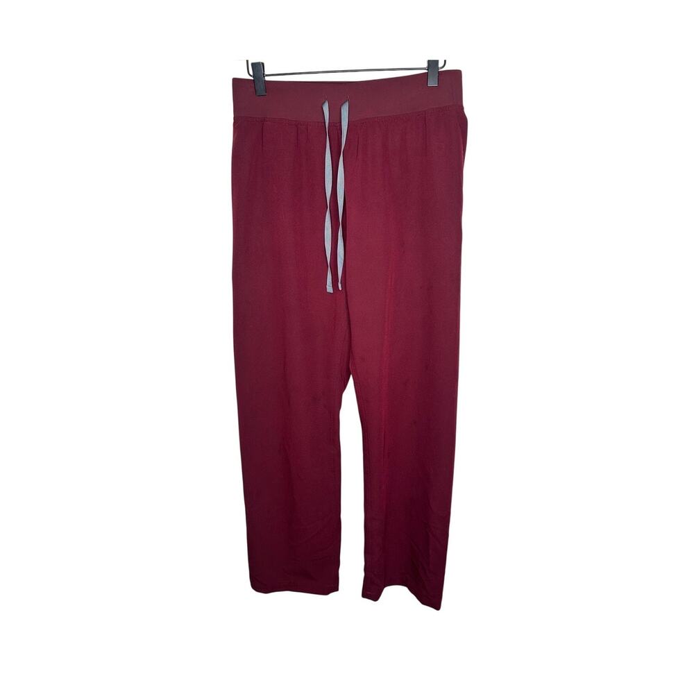 FIGS Livingston Scrub Pants Women M Burgundy Red Straight Leg Yoga Waistband EUC